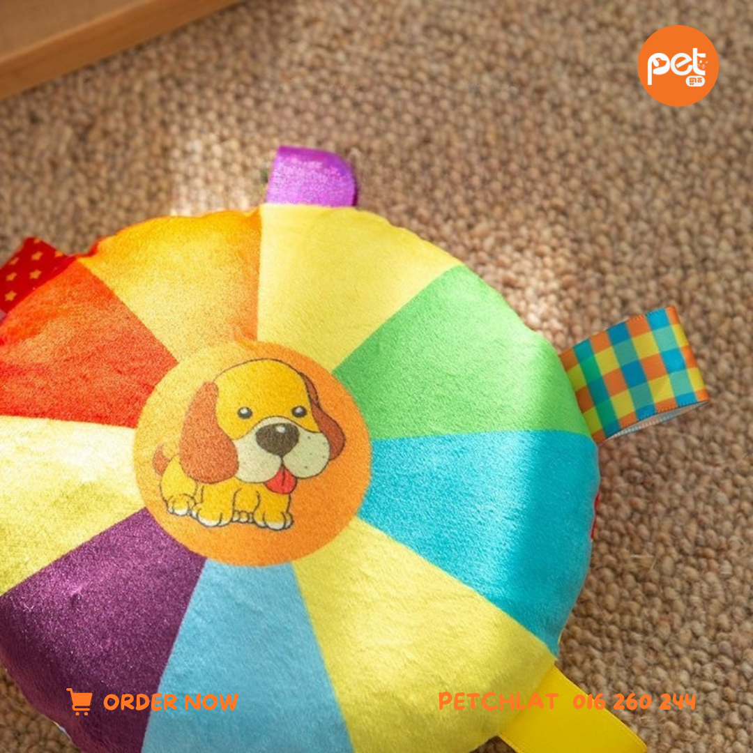 Colorful Round Squeaky Plush Toy for Dogs & Cats - Image 2