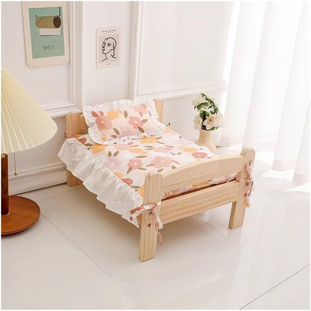 Wooden Floral Doll Bed for Pets - Image 4