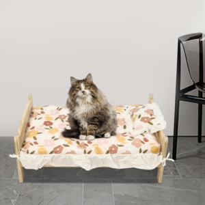 Wooden Floral Doll Bed for Pets