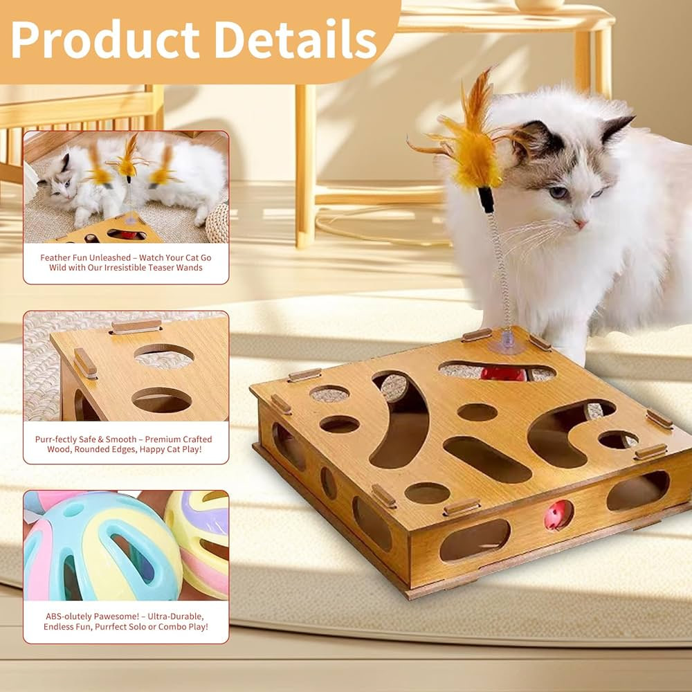 Interactive Wooden Cat IQ Puzzle Toy - Image 4