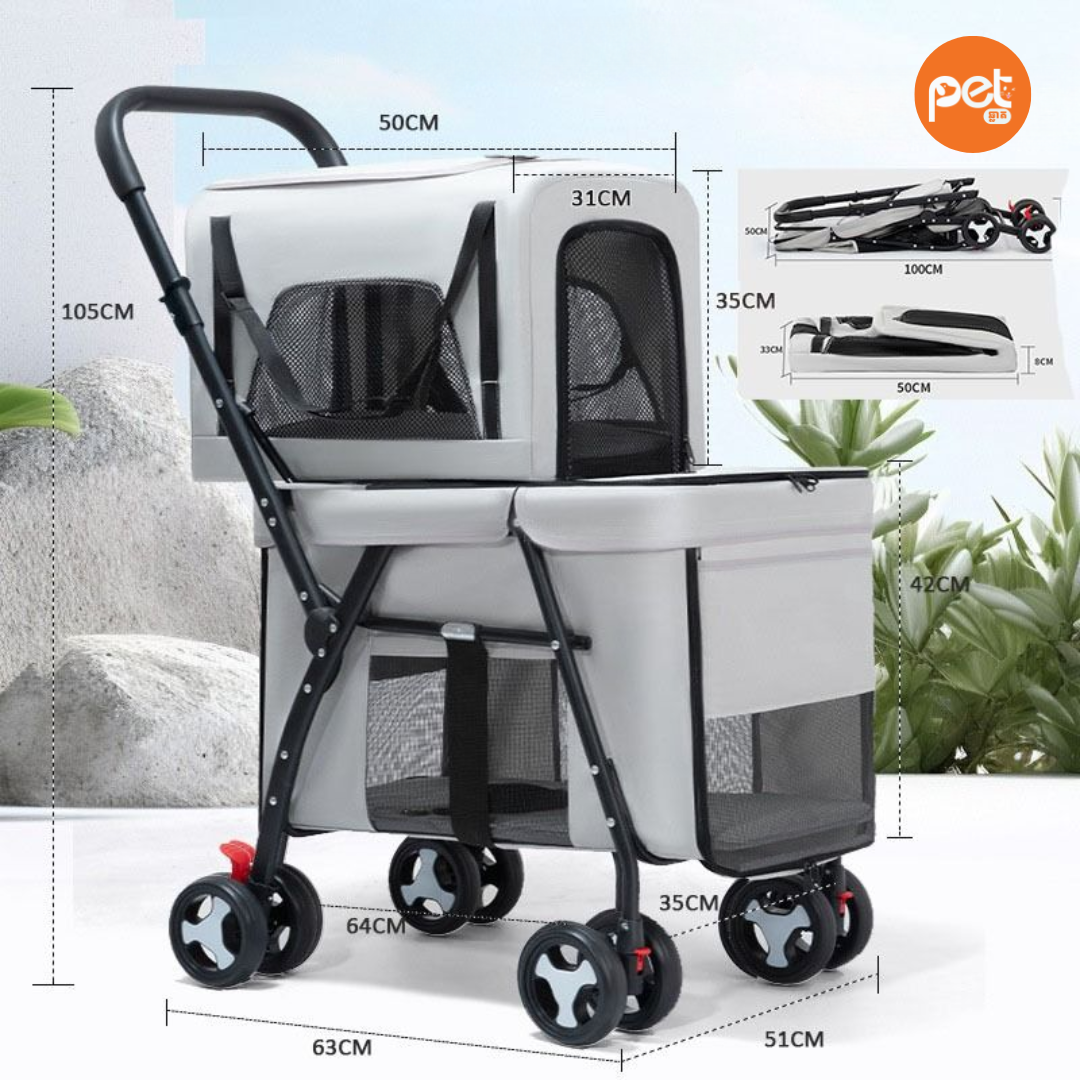 Premium 2-in-1 Double-Layer Detachable Pet Stroller - Image 3