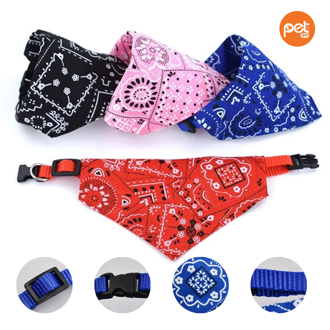 Adjustable Paisley Pet Bandana Collar - Image 2