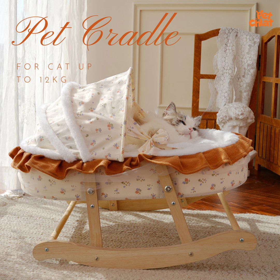 Vintage Floral Wooden Rocking Pet Cradle Bed