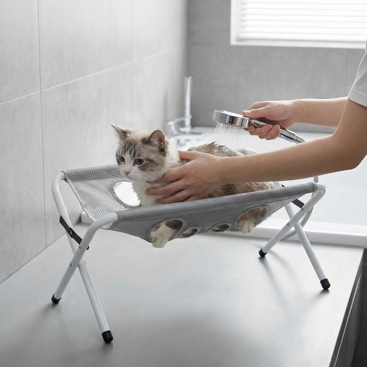Foldable Pet Grooming & Drying Hammock Stand - Image 2