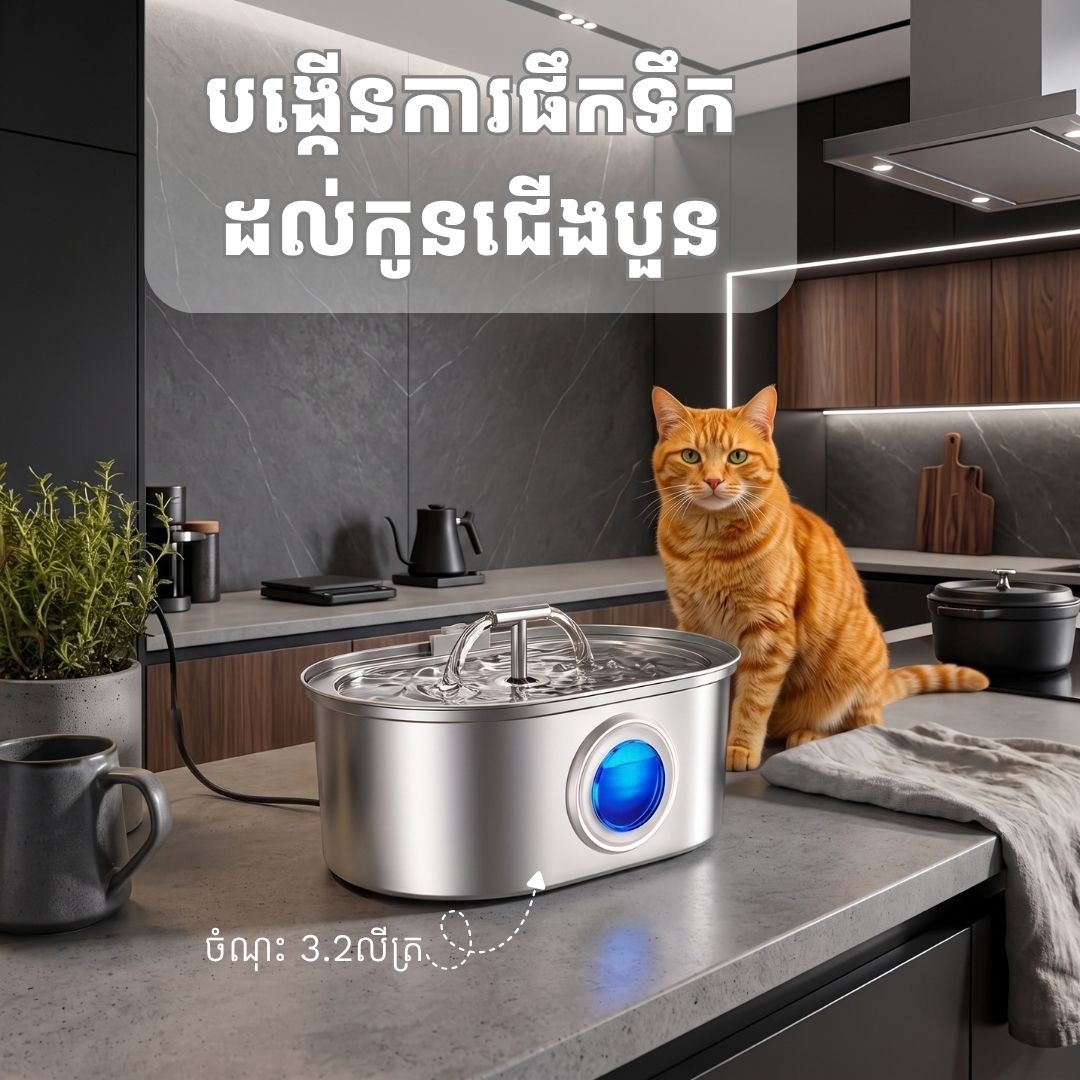 Premium 304 Stainless Steel Pet Water Fountain (3.2L)