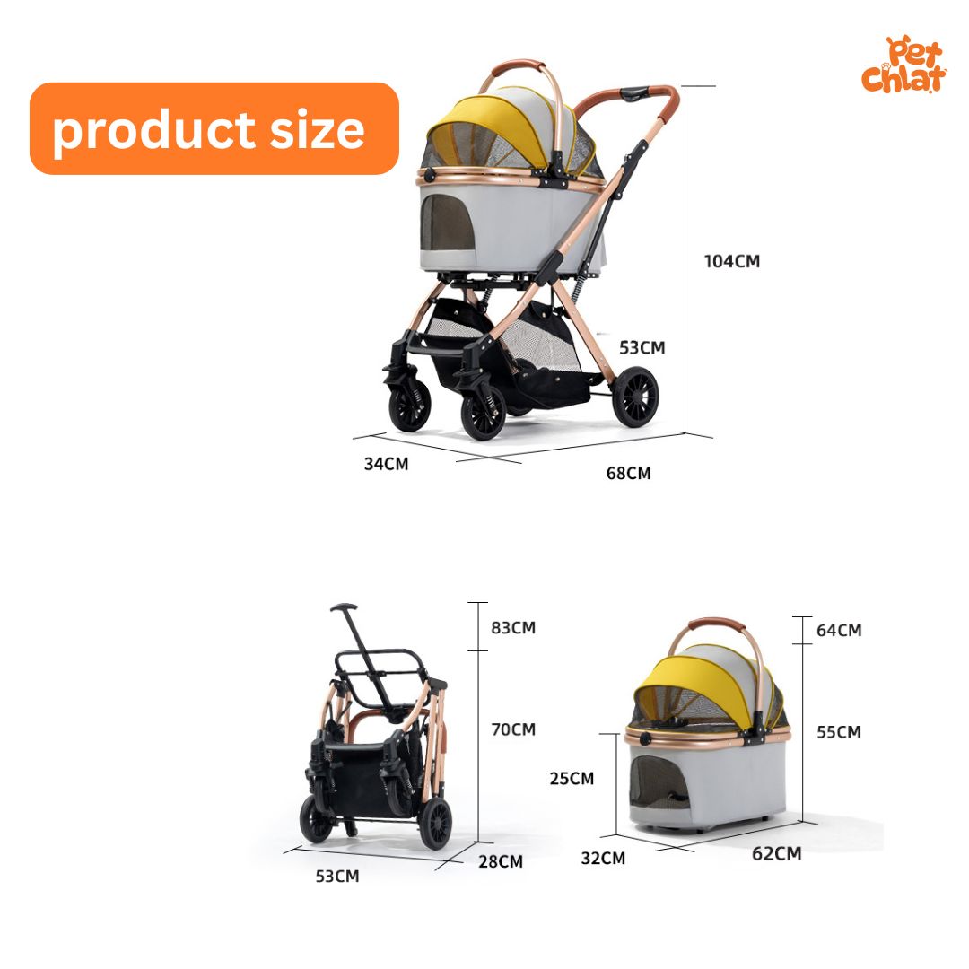 Luxury 3-in-1 Detachable Pet Stroller & Travel Carrier - Image 2